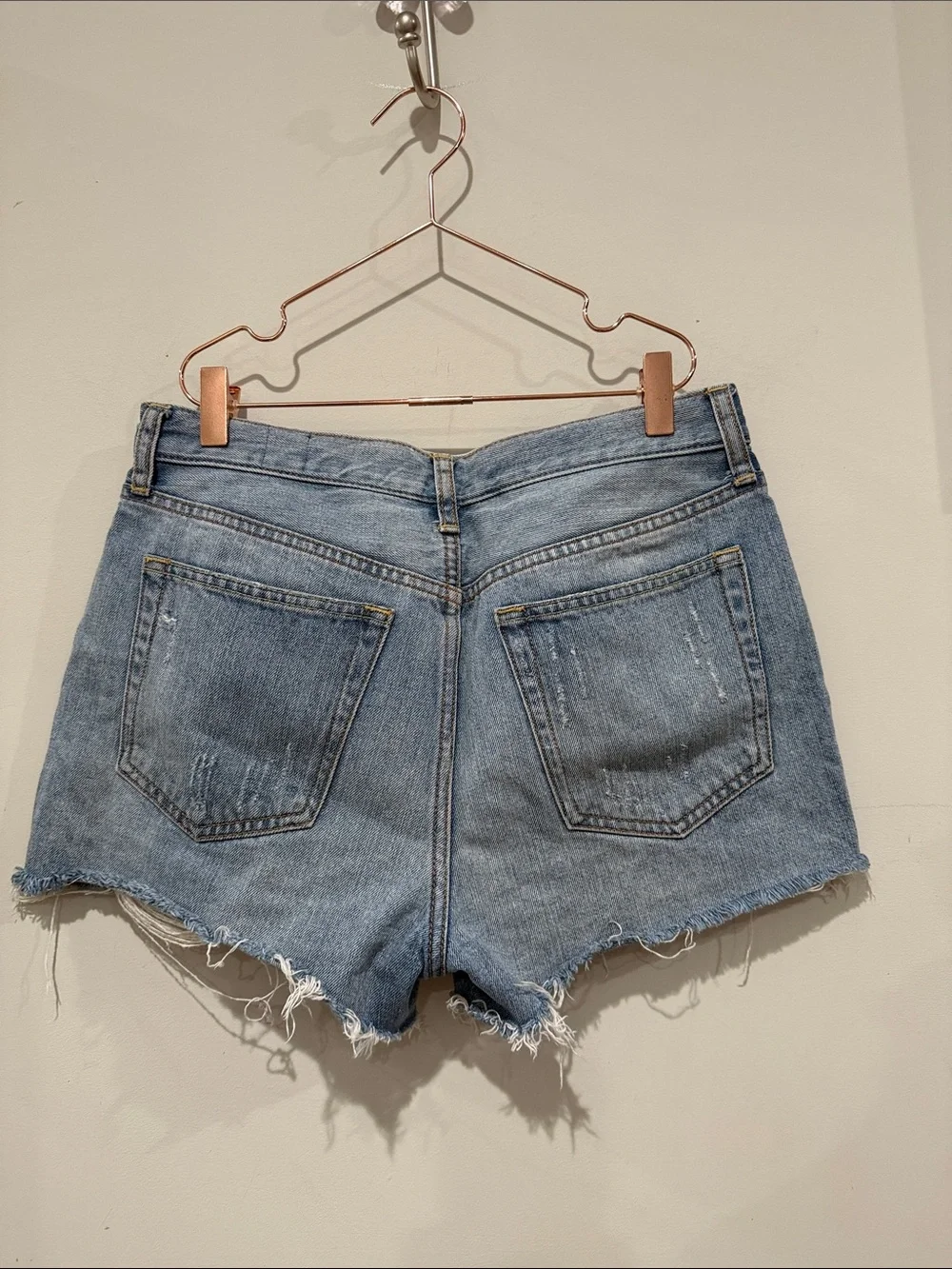 We The Free Light Blue Ripped Denim Shorts